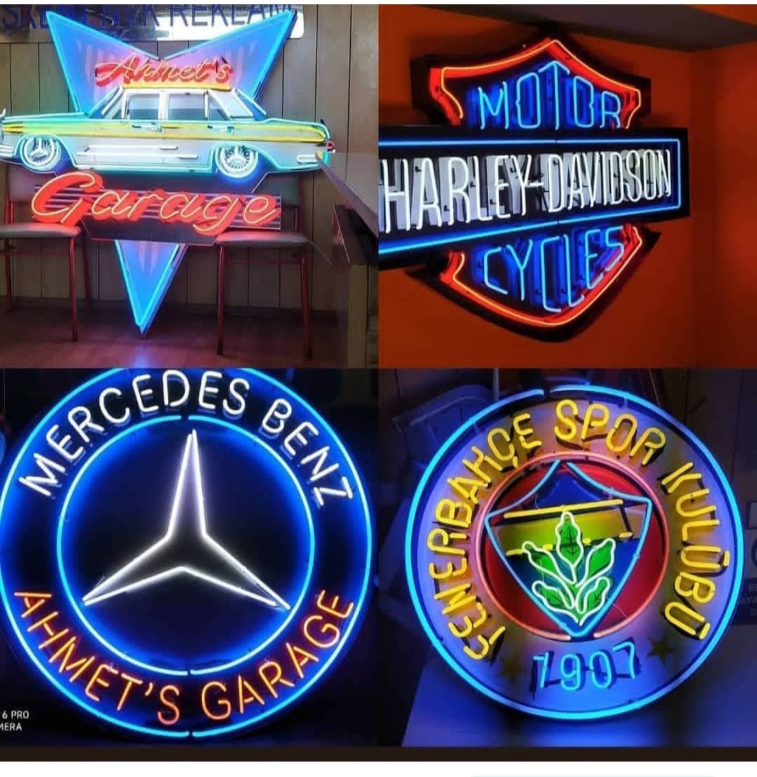 Logo ve özel figürlerden oluşan gerçek cam neon uygulama seçkisi